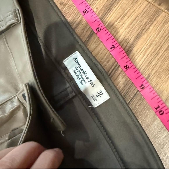Abercrombie & Fitch 90’s Straight Pant Jean Vegan Leather Jean Mixed - Picture 6 of 7